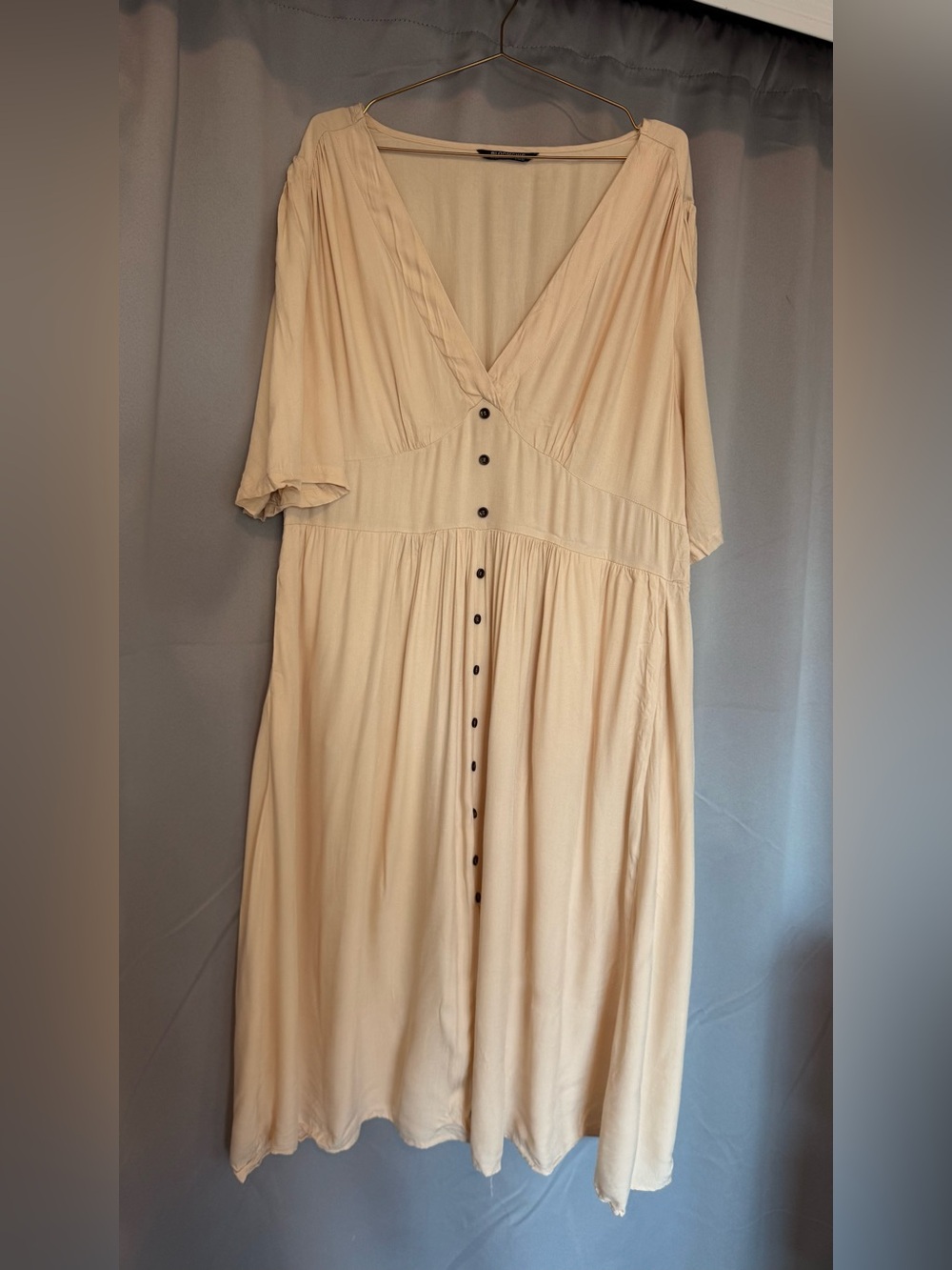 BloomChic Cream Button Front Boho Midi Maxi Dress Plus Size 18-20